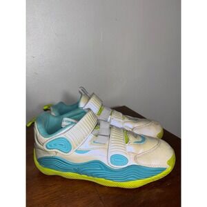 AND1 Basketball Shoes Boys Sz 6 White Blue Lime Green Hook Loop Sneakers